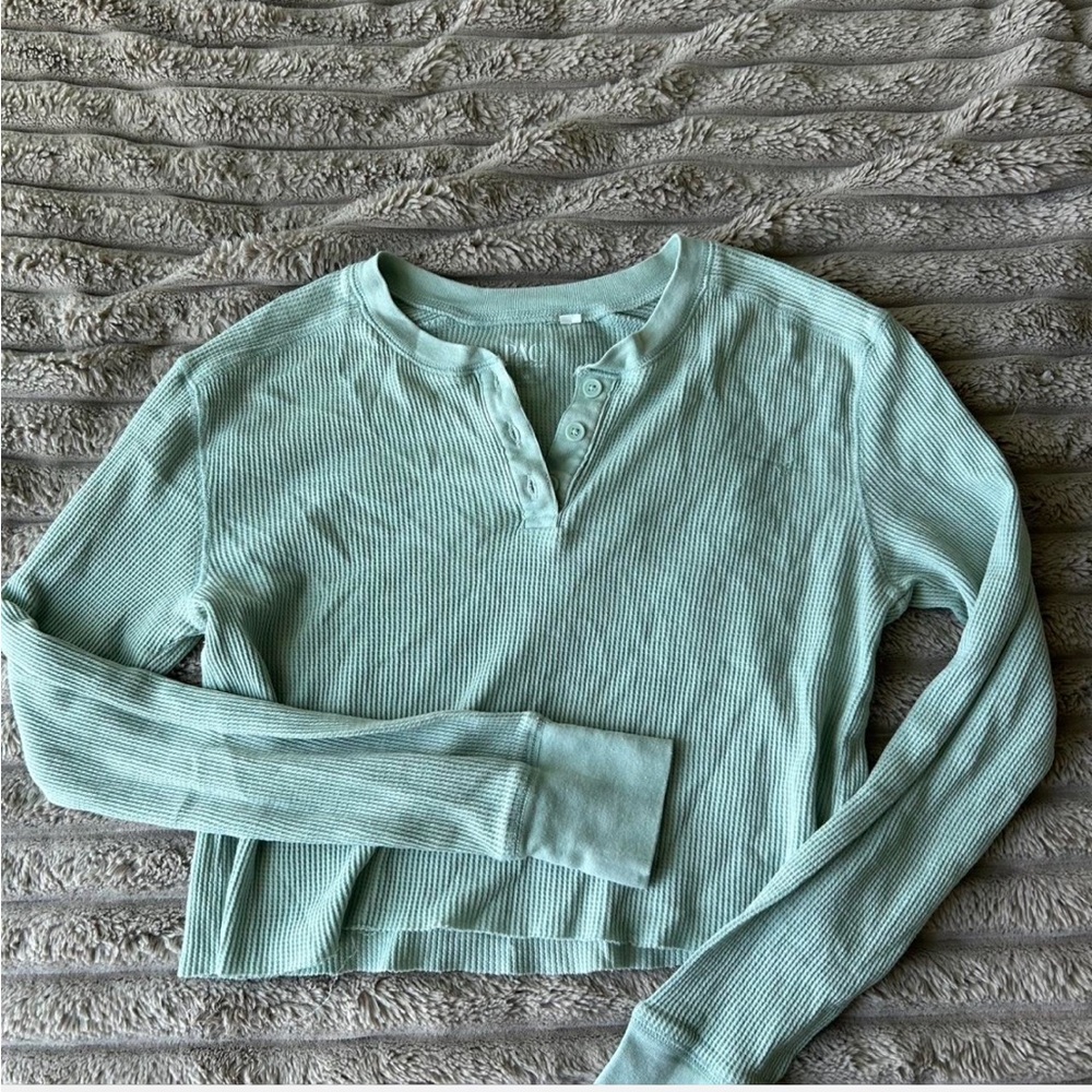 PacSun Light Green Ribbed Long Sleeve Tee